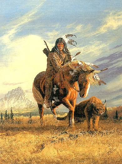 Guerrier indien � la chasse